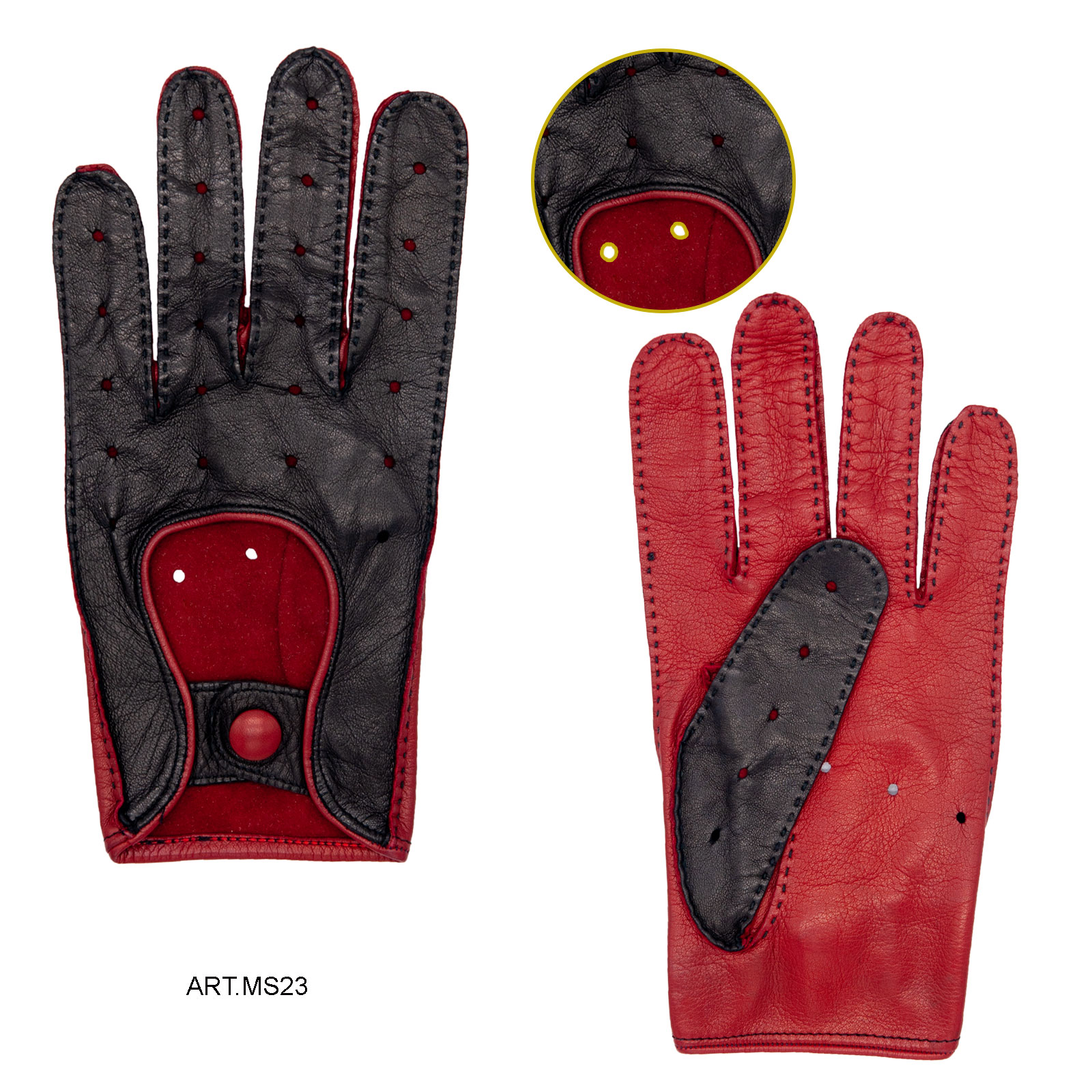 Guanti da uomo da guida in colore rosso sfoderati e chiusura con botto –  Gala Gloves